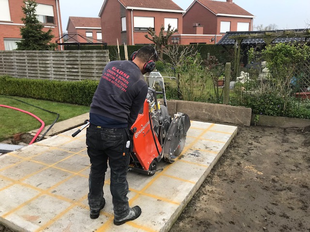 betontegels zagen met slijptol